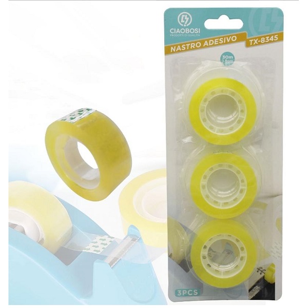 Nastro Adesivo Trasparente 18mm 30mt 3pz